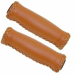 VELO Poignées De Guidon Vélo En Cuir Véritable Marron -Remorques vélo Soldes poignees de guidon velo en cuir veritable marron full 3