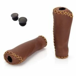 VELO Poignées Vélo Ergonomiques Imitation Cuir Marron -Remorques vélo Soldes poignees velo ergonomiques imitation cuir marron full 3